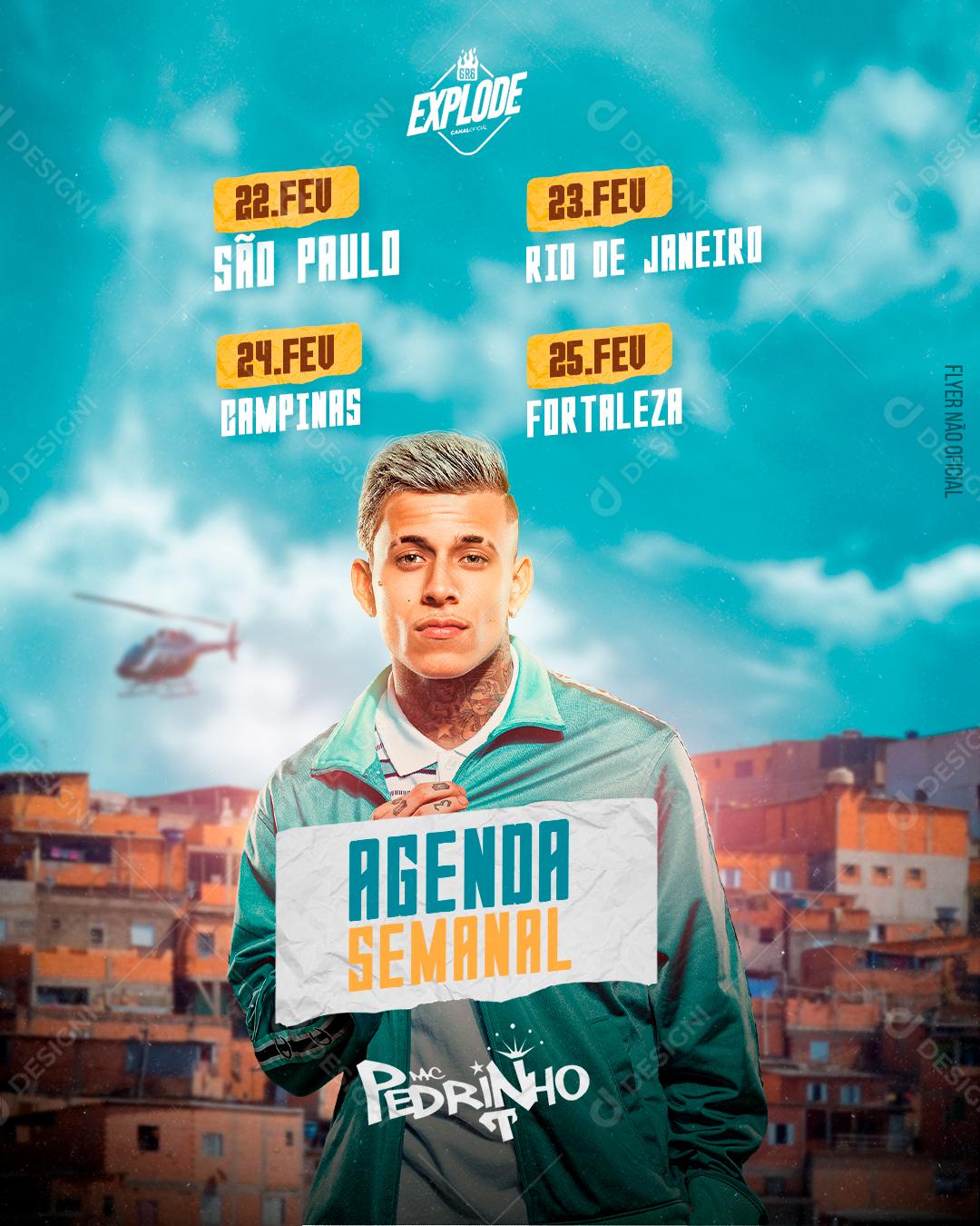 Flyer Agenda Semanal Mc Pedrinho Social Media PSD Editável