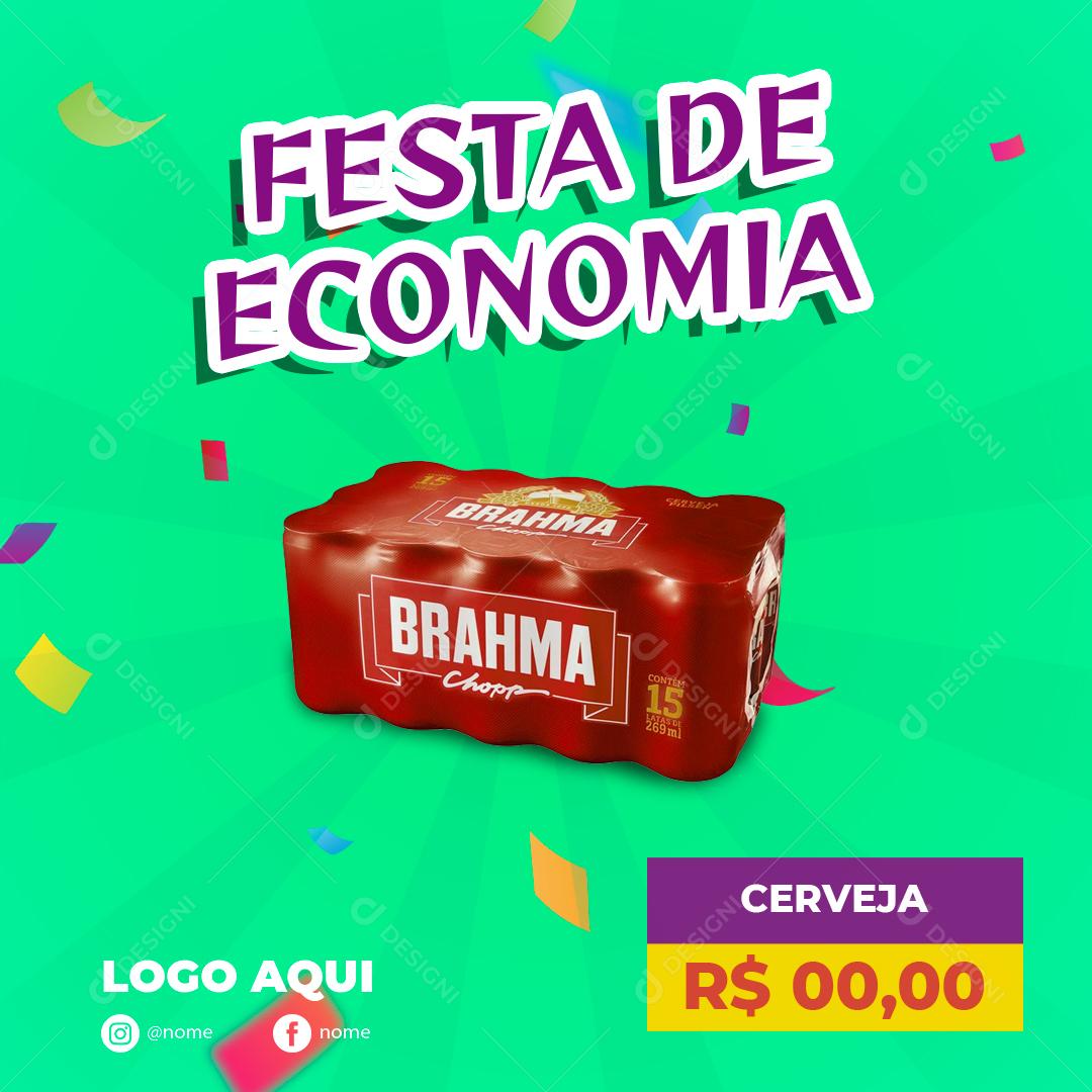 Festa de Economia Cerveja Brahma Social Media PSD Editável