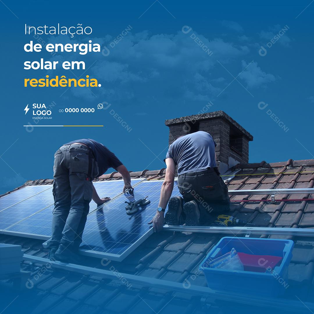 Instalação de Energia Solar em Residência Social Media PSD Editável