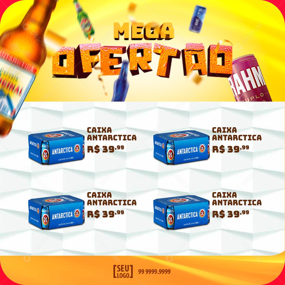 Post Bebidas Cerveja Mega Ofertão Social Media PSD Editável