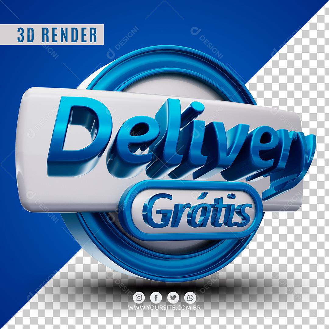 Delivery Grátis Azul Selo 3D Para Composição PSD