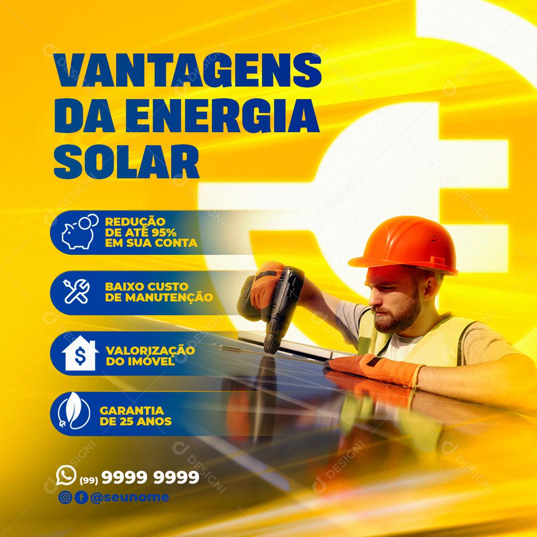 Vantagens da Energia Solar Economize Social Media PSD Editável