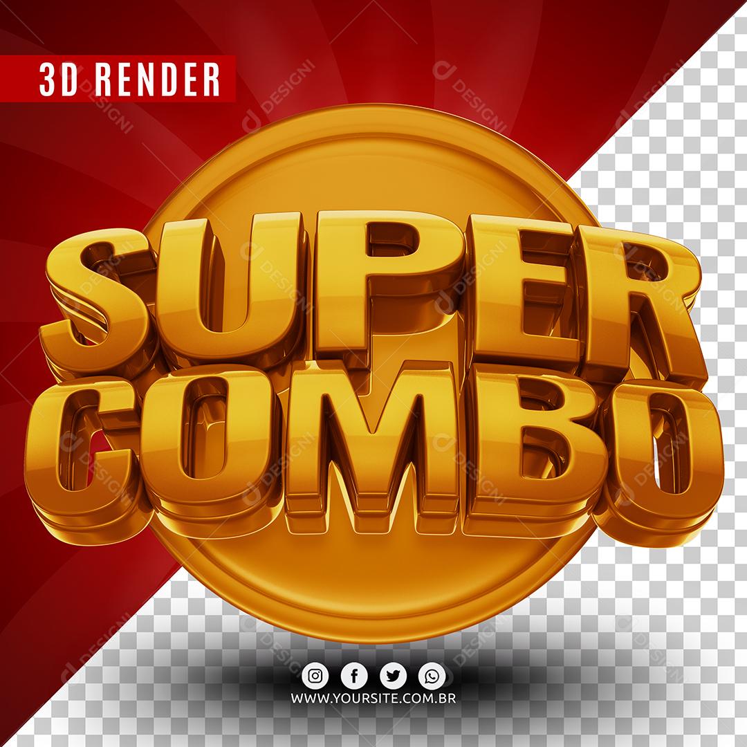 Selo 3D Super Combo Dourado Para Composição PSD [download] - Designi