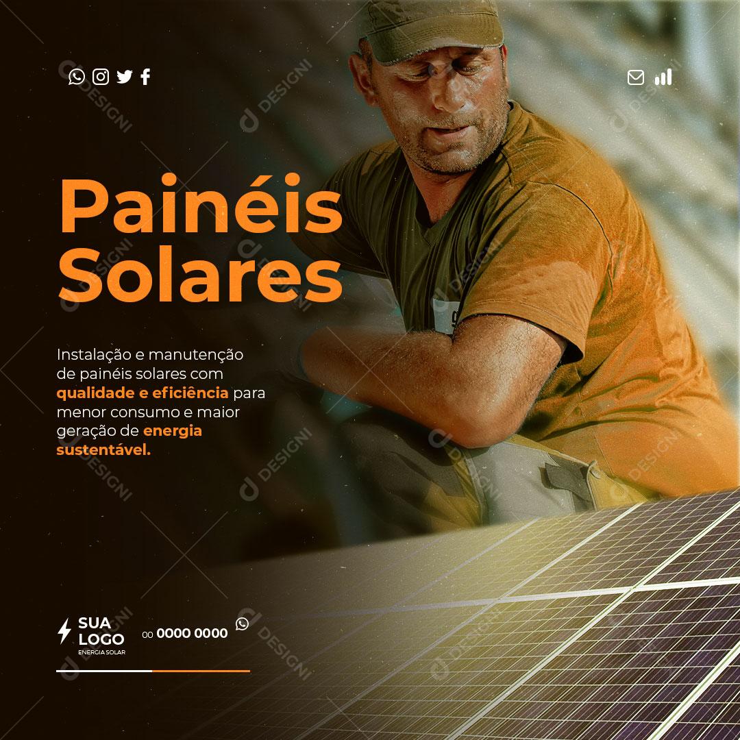 Energia Solar Energia Painéis Solares Social Media PSD Editável