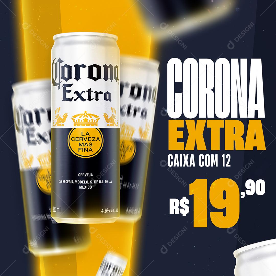 Social Media Corona Extra Caixa Com 12 Cerveja Bar PSD Editável