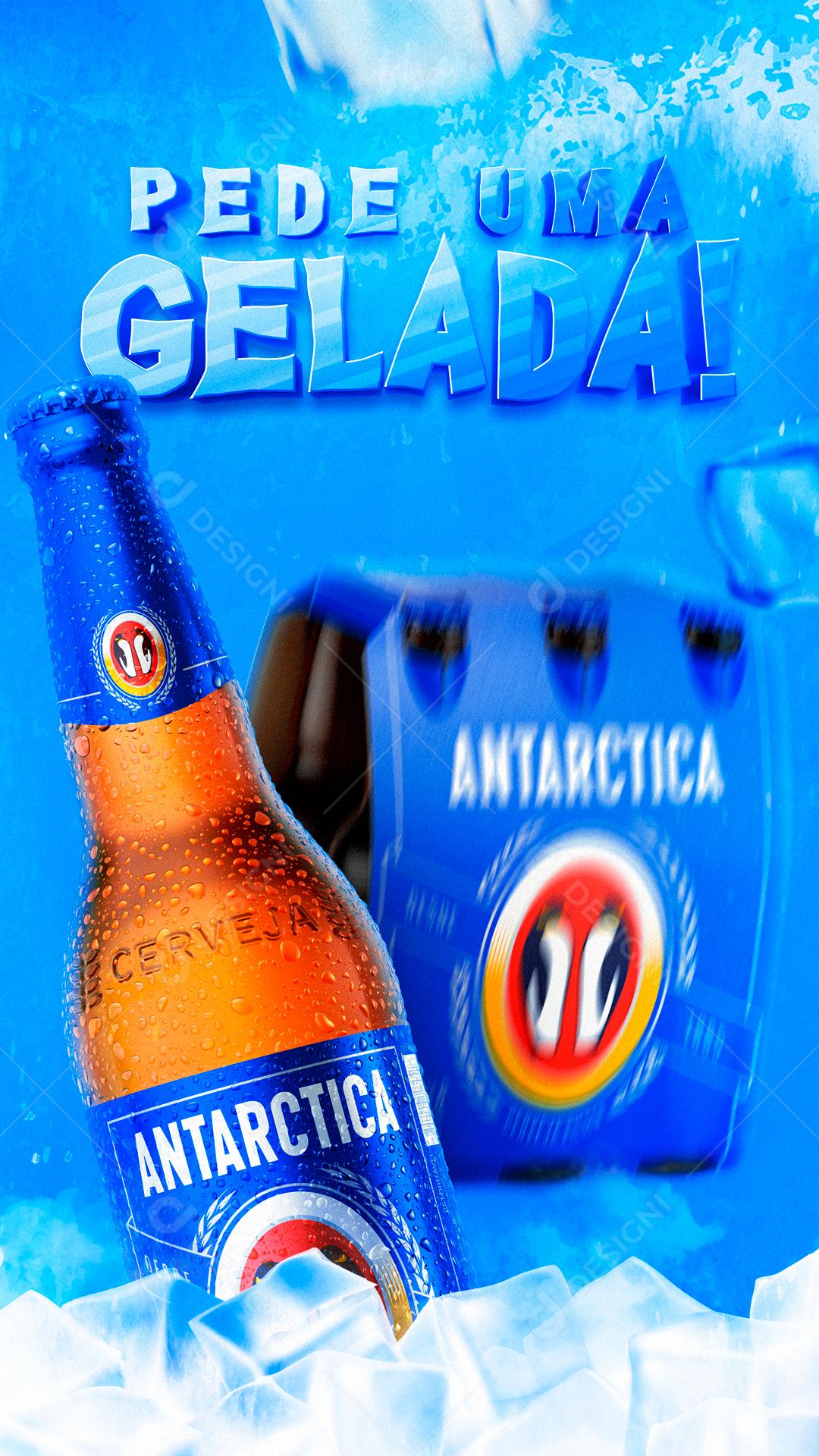 Social Media Pede Uma Gelada Antártica Cervejas PSD Editável