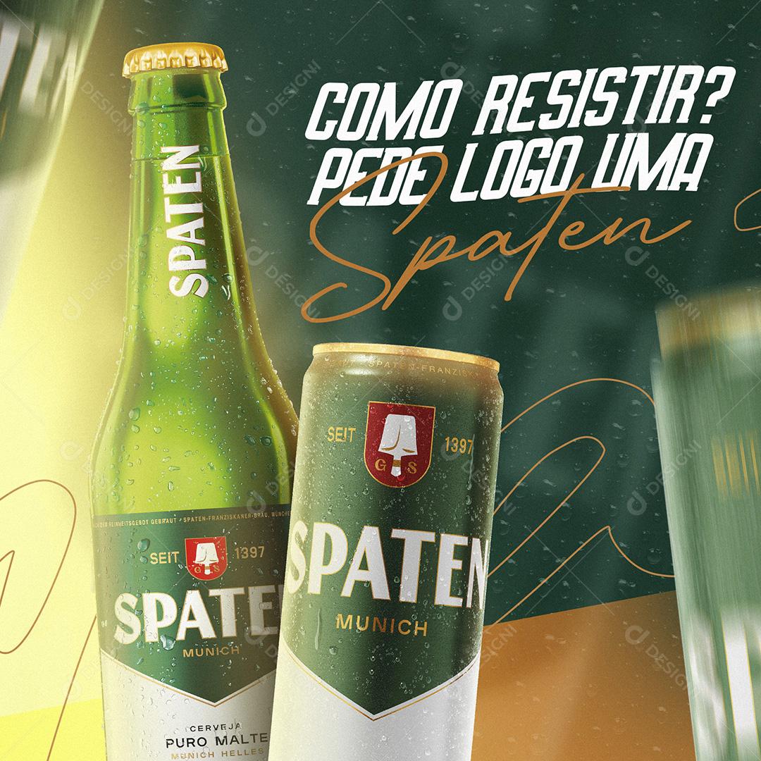 Social Media Como Resistir Pede Logo Uma Spaten Cervejas Bar Bares PSD Editável