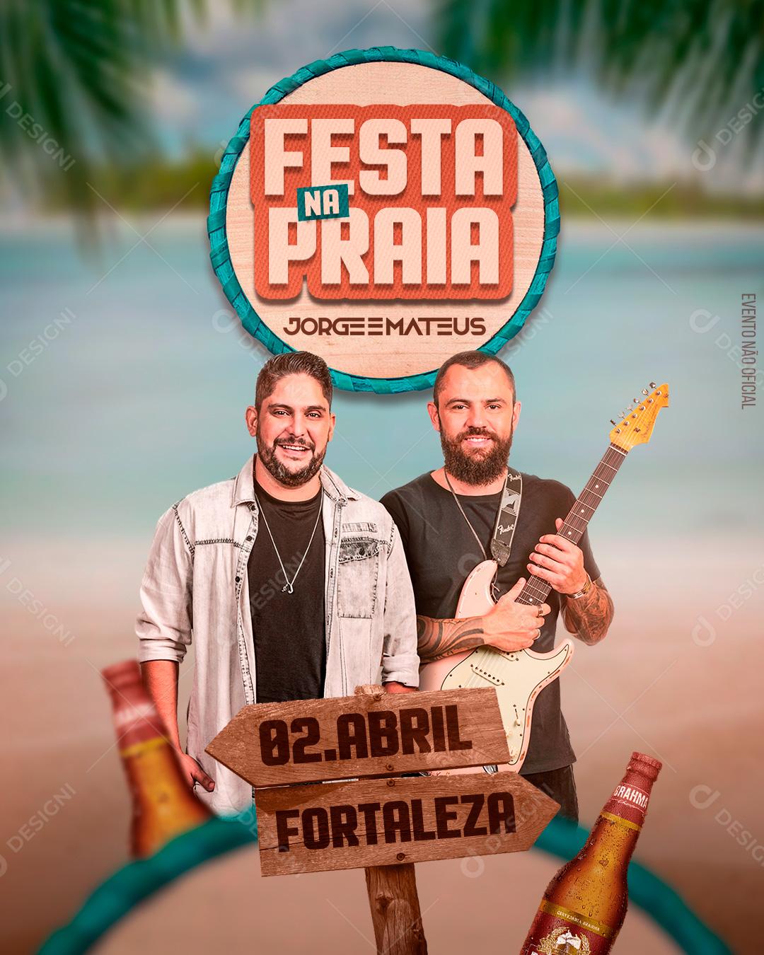 Flyers Festa na Praia Jorge e Mateus Social Media PSD Editável