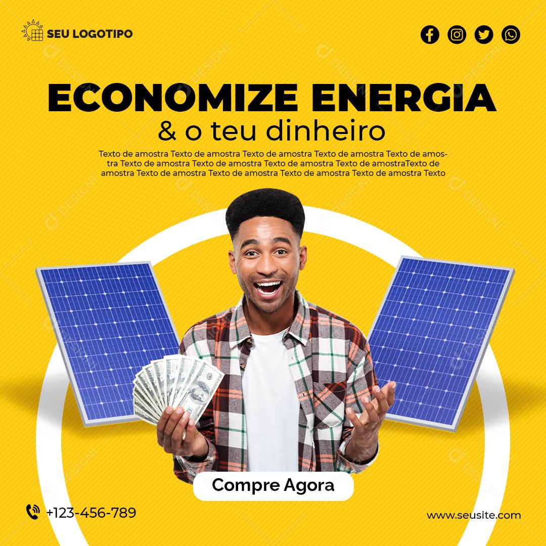 Economize Energia e Seu Dinheiro Social Media PSD Editável