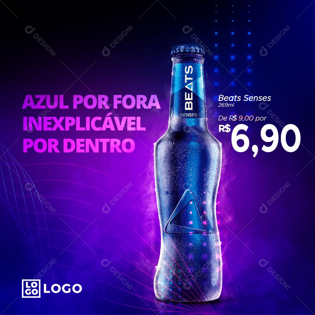 Azul Por Fora Inexplicável Cerveja Social Media PSD Editável
