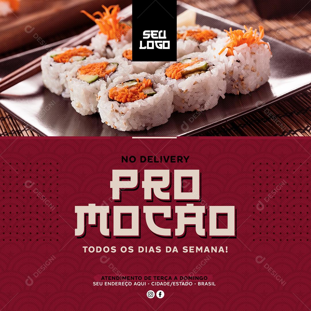 Social Media Promoção no Delivery Todos os Dias da Semana Sushi PSD Editável