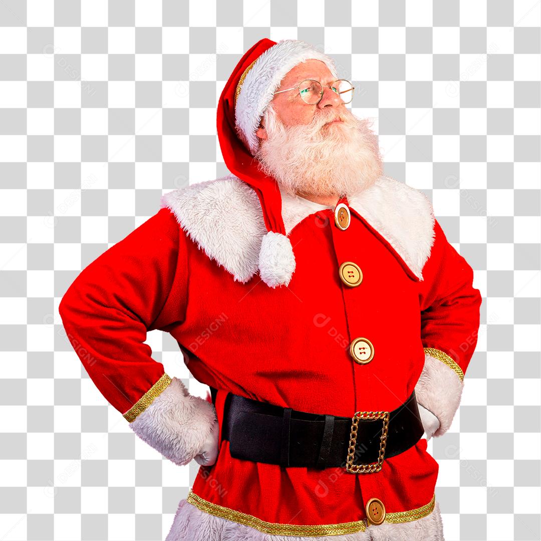 Papai Noel com as mão na cintura PNG Transparente