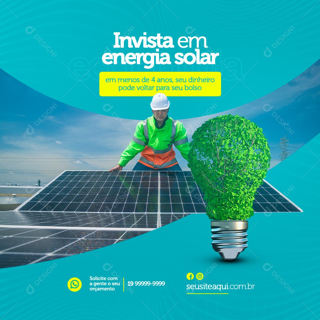 Social Media Invista em Energia Solar PSD Editável
