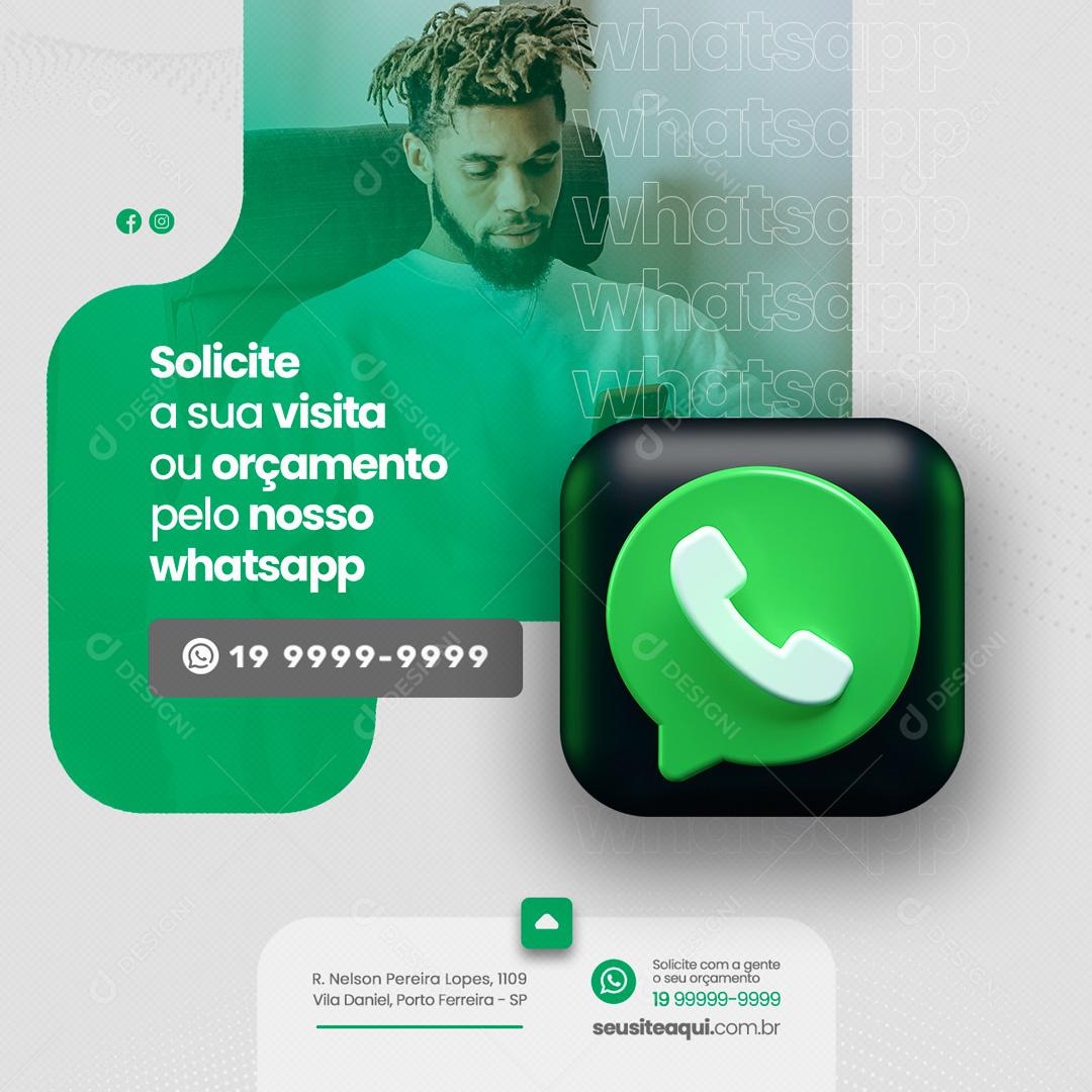 Social Media Solicite a Sua Visita ou Orçamento pelo Whatsapp Segurança Eletrônica PSD Editável