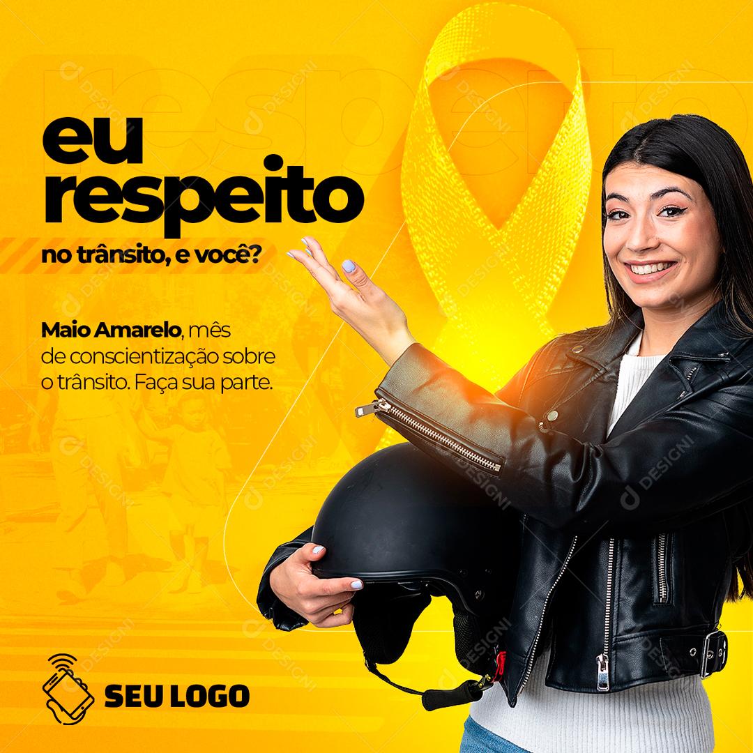 Respeito Pela Vida Maio Amarelo Mês De Conscientização Social Media PSD Editável