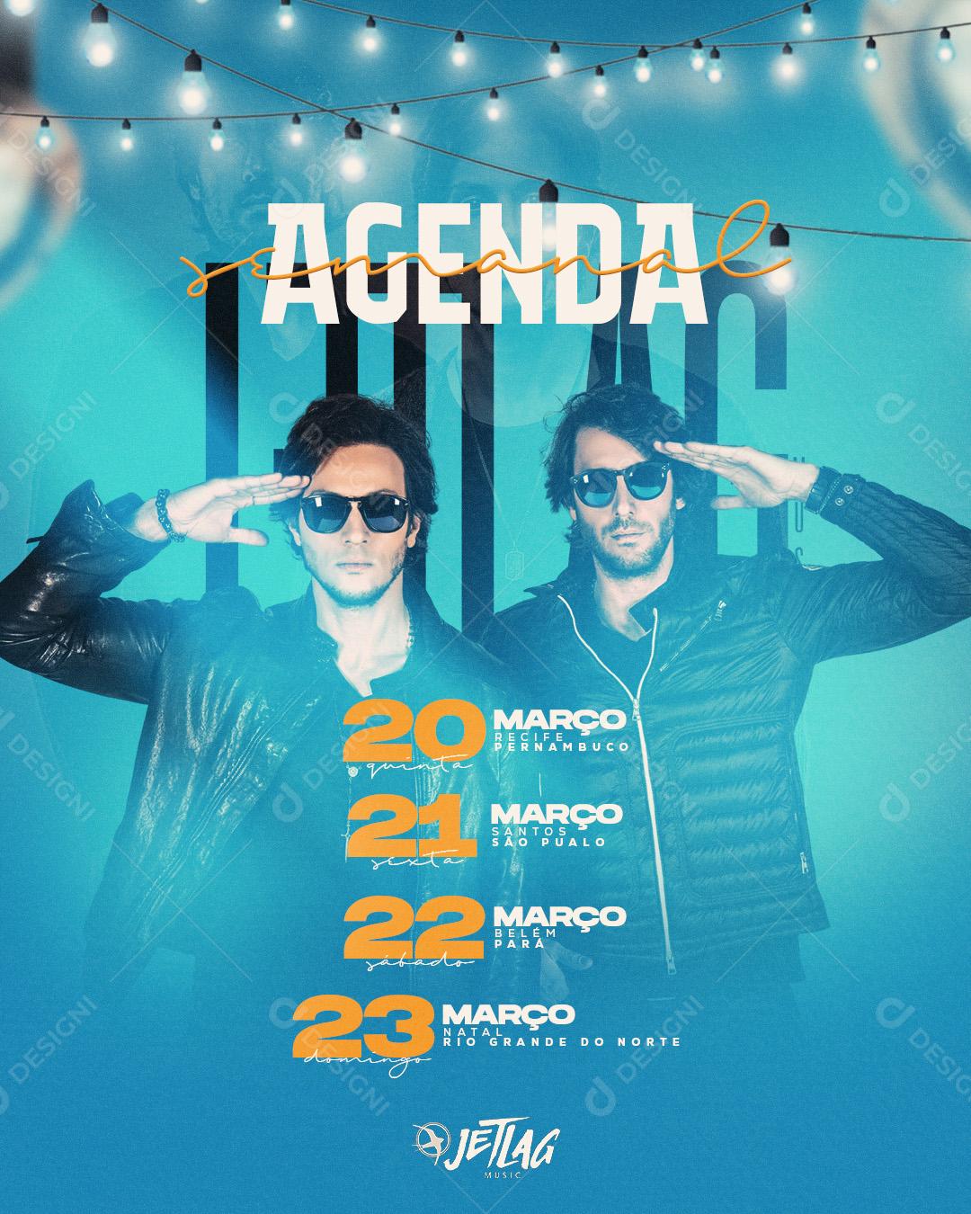 Flyer  Agenda Semanal Shows Março Social Media PSD Editável