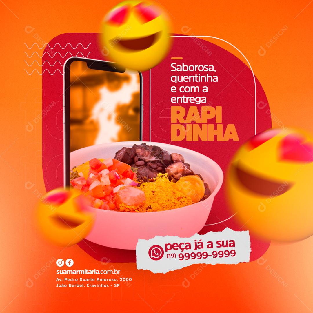 Social Media Saborosa quentinha e com a entrega Rapidinha Restaurante PSD Editável