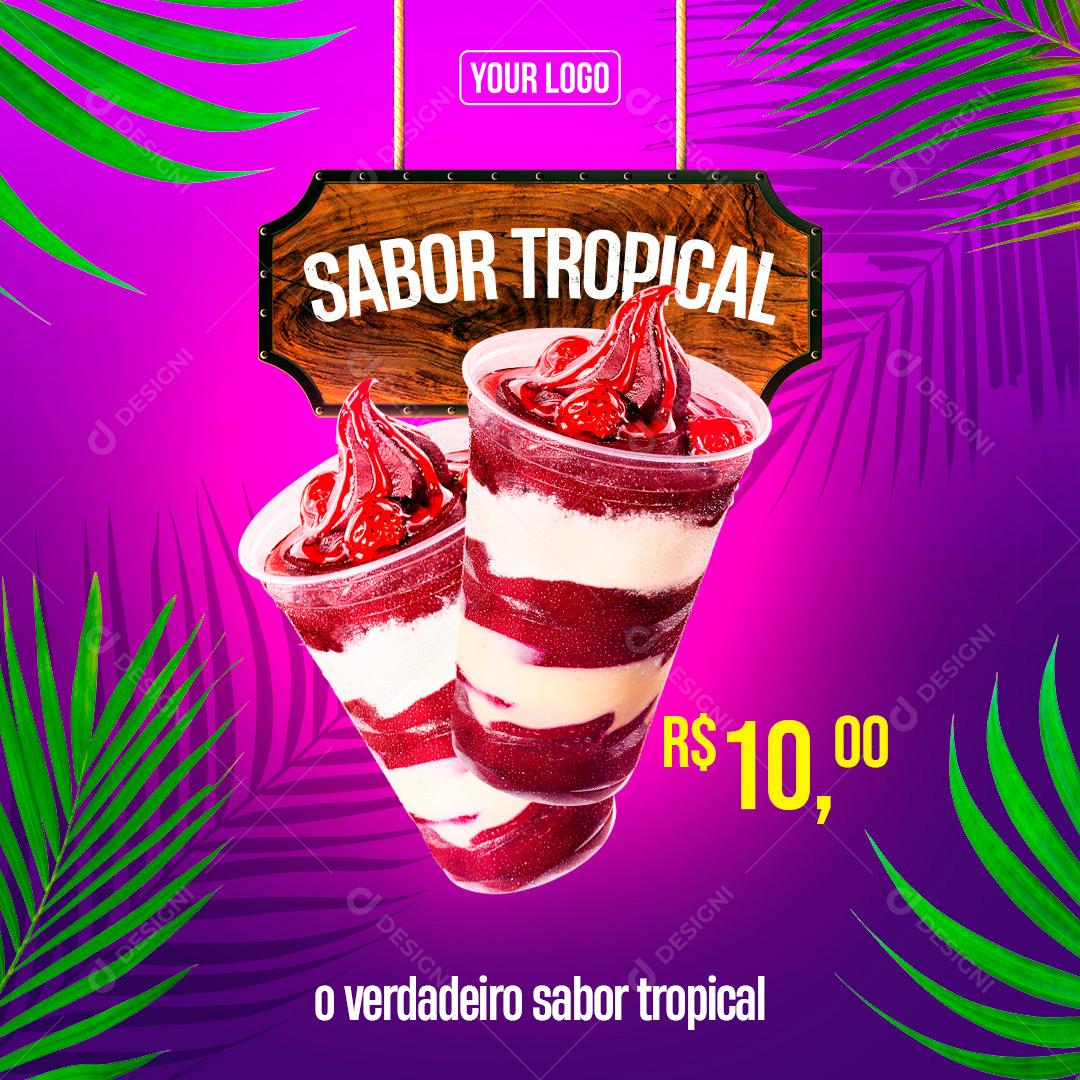 Sabor Tropical Dia De Açaí Peça Já O Seu Social Media PSD Editável