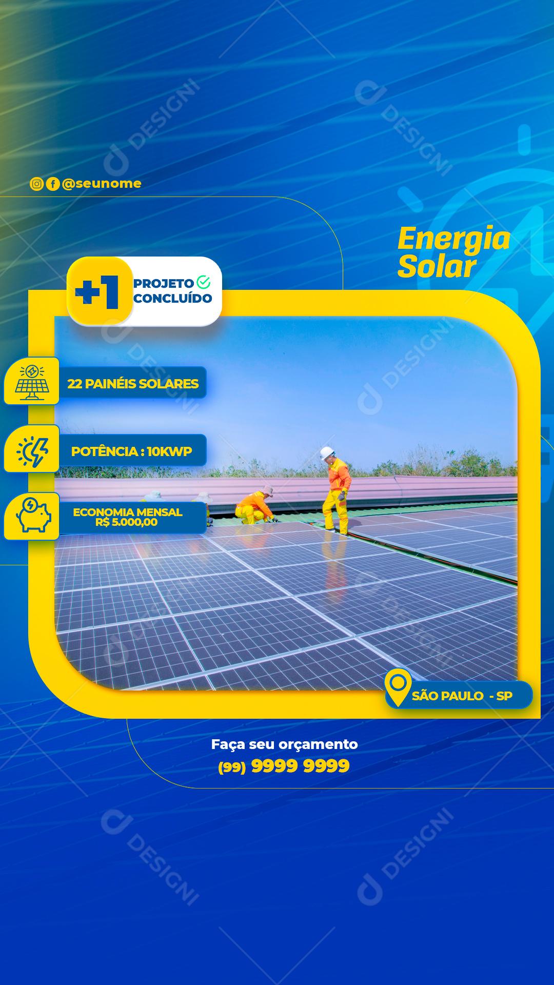Projeto De Energia Solar Para Sua Casa Social Media PSD Editável
