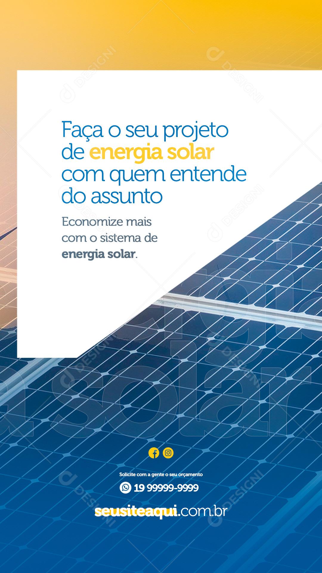 Social Media Story Energia Solar Faça o Seu Projeto PSD Editável