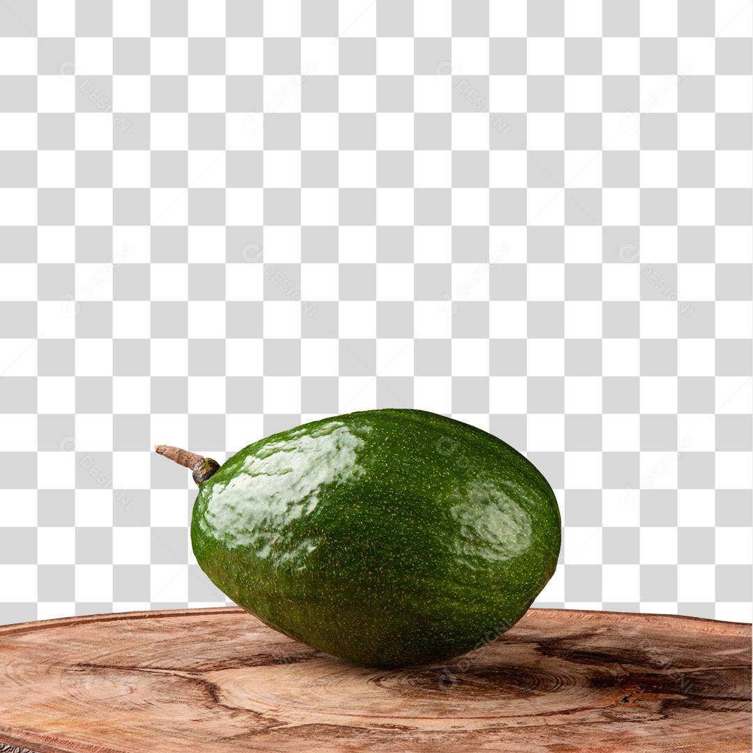 Abacate verde sobre mesa de madeira PNG Transparente