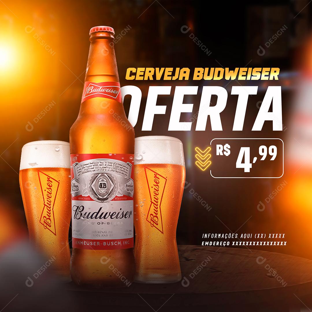 Social Media Cerveja Budweiser Oferta PSD Editável