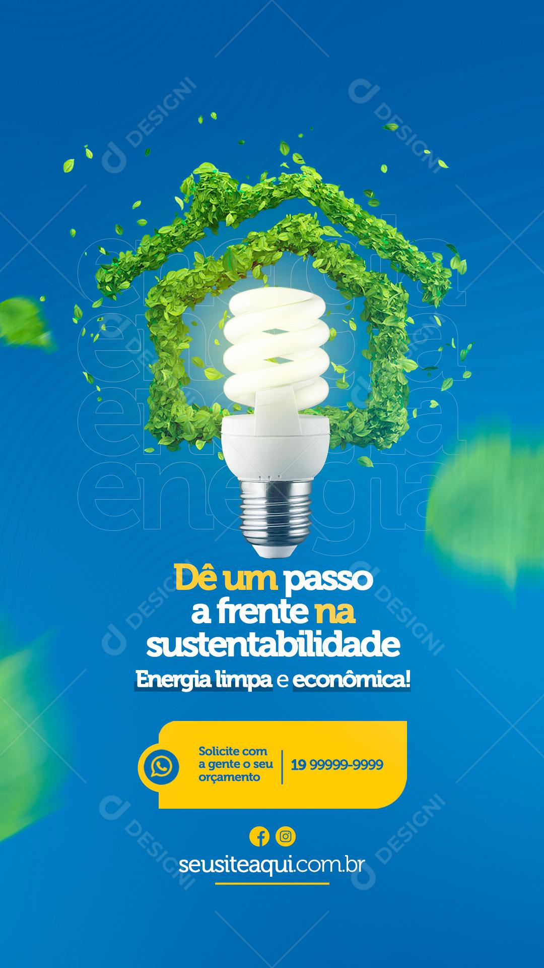Story Dê um passo a Frente na Sustentabilidade Energia Solar Social Media PSD Editável