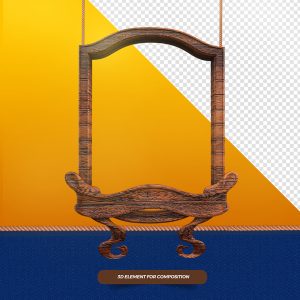 Elemento 3D de Madeira de São João com Textura Xadrez Vermelho PSD  [download] - Designi