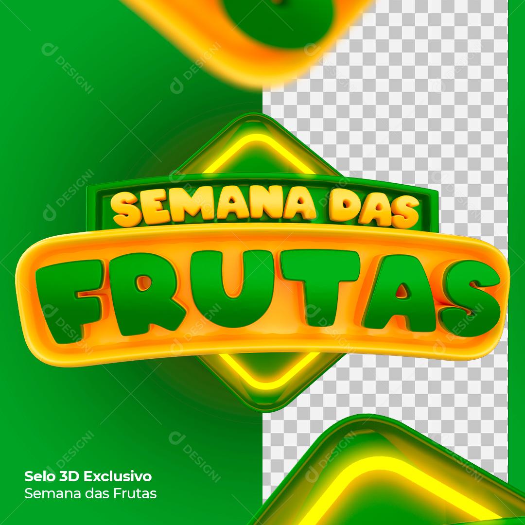 Selo 3D Semana das Frutas para Composição PSD