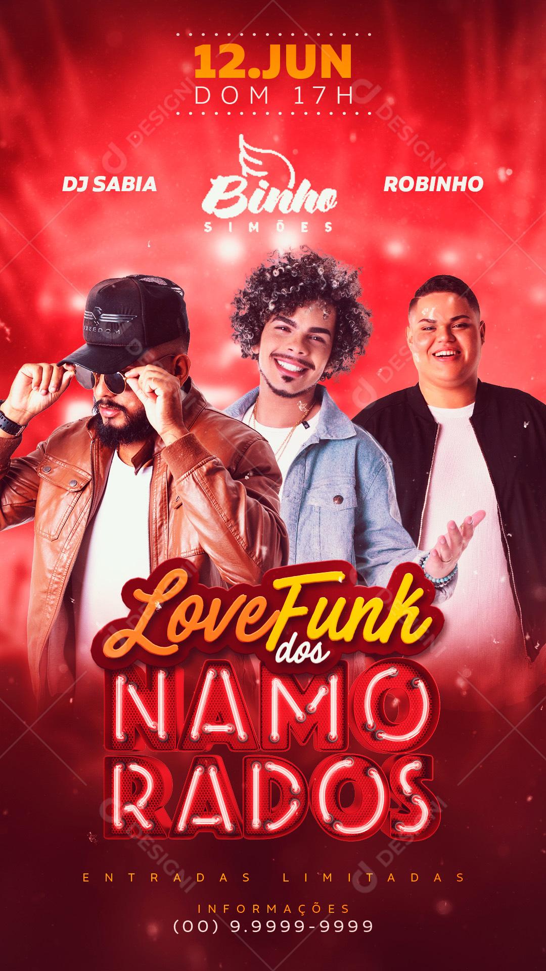 Flyer Love Funk Dos Namorados Data Comemorativa Social Media PSD Editável