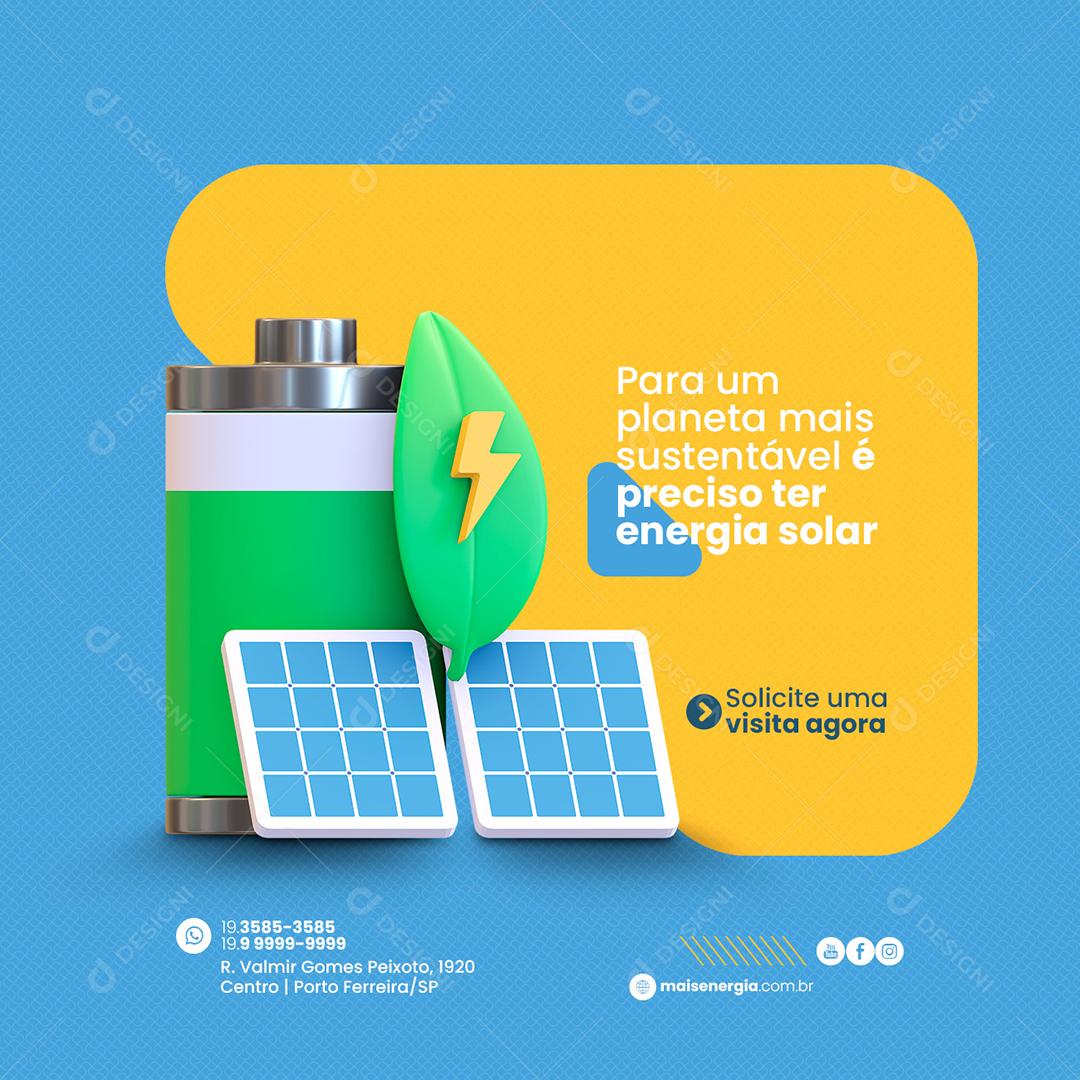 Social Media Para um Planeta mais sustentável é preciso ter Energia Solar PSD Editável