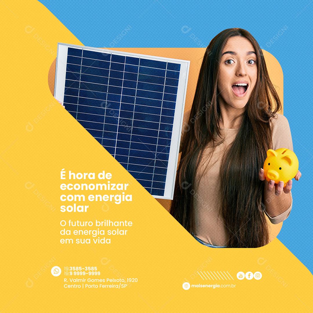 Social Media É hora de economizar com Energia Solar PSD Editável