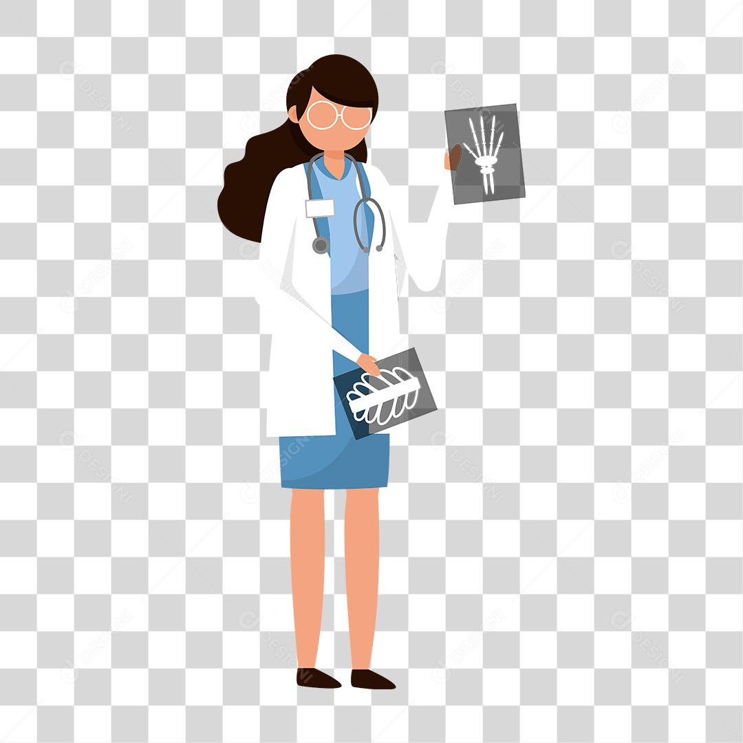 Desenho de mulher medica mostrando Raio X [download] - Designi