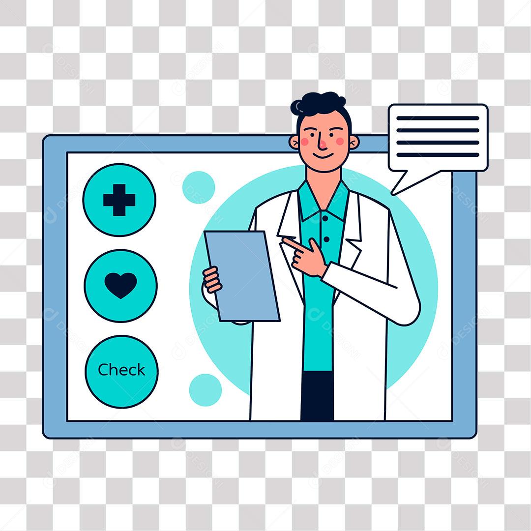 desenho de doutor fazendo consulta medica online [download] - Designi