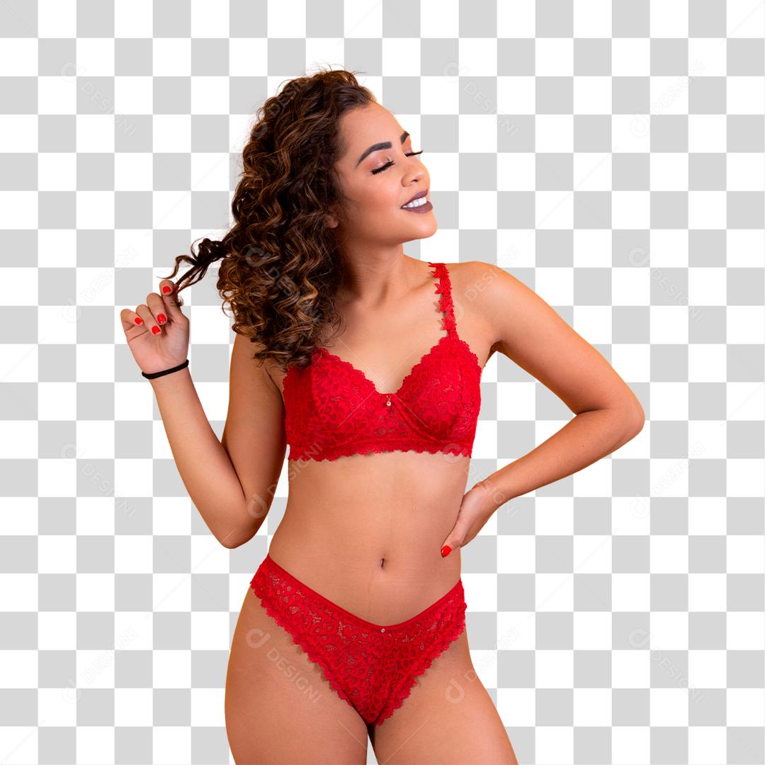 Mulher bonita em lingerie vermelha sexy [download] - Designi