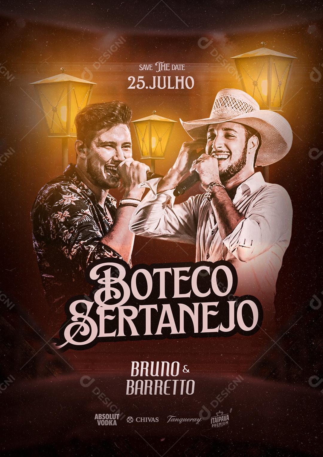 Social Media Boteco Sertanejo Bruno e Barreto Flyer PSD Editável