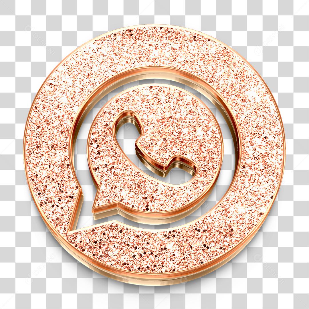 Ícone 3D de Whatsapp Dourado PNG Transparente Logo [download