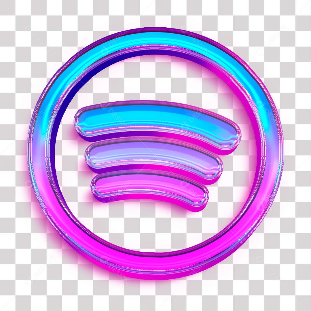 Ícone 3D do Spotify Efeito Neon PNG Transparente Logo [download