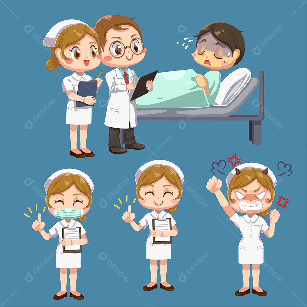 Personagem de médica enfermeira de desenho animado coisas médicas