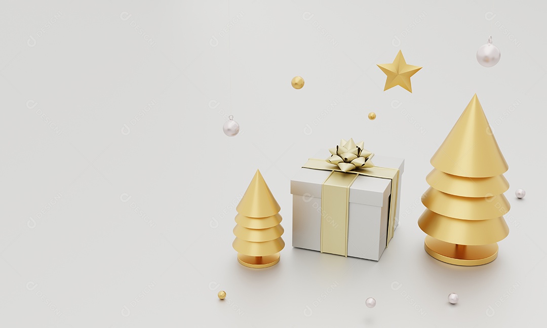 Decoração de Natal e ornamento com caixa de presente de estrela dourada de  árvore de Natal [download] - Designi