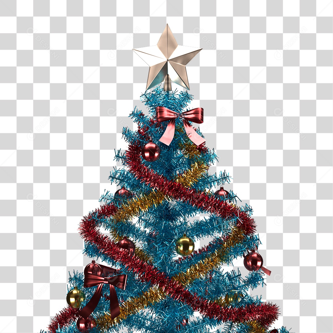 Árvore de Natal Azul Decorada PNG Transparente [download] - Designi