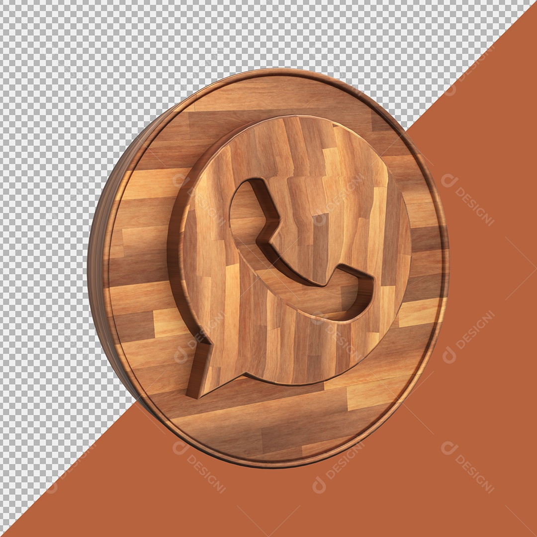 Ícone de Madeira do WhatsApp Elemento 3D para Composição PSD [download] -  Designi