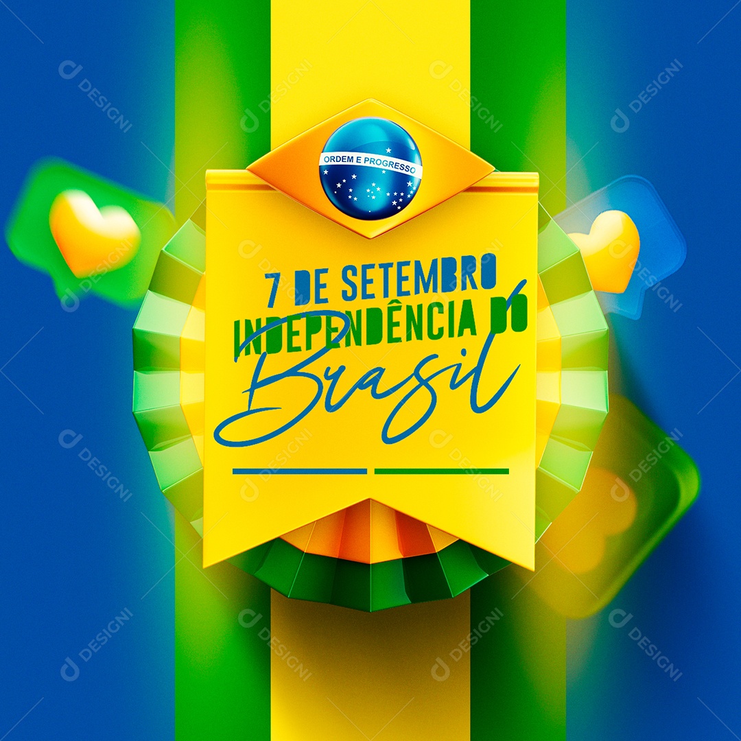 Bandeira do Brasil em fundo verde e amarelo, 7 de setembro [download] -  Designi