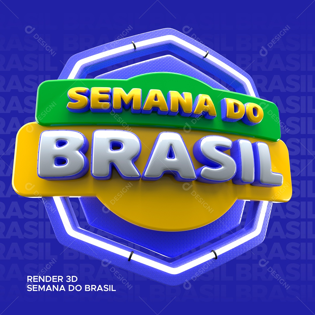 Semana do Brasil Selo 3D Para Composição PSD Editável [download] - Designi