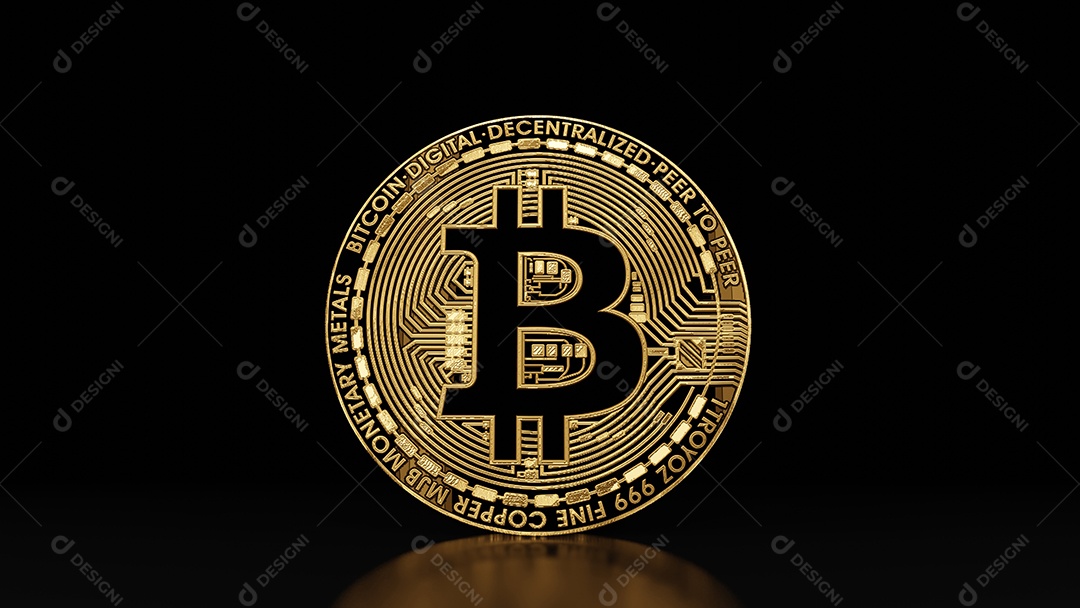 Moedas Bitcoin Rendição 3D do dinheiro digitalc