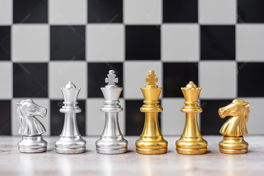 equipe de figuras de xadrez (Rei, Rainha, Bispo, Cavalo, Torre e Peão)  [download] - Designi