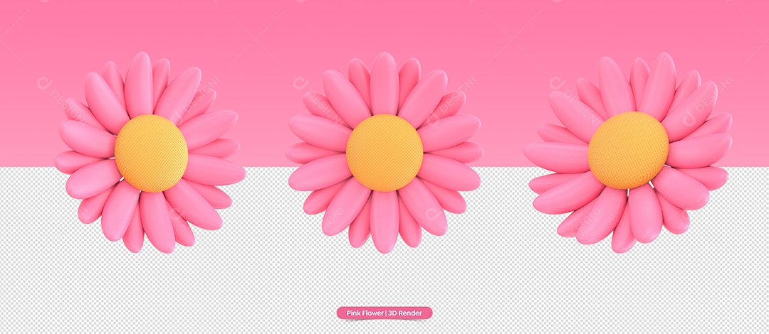 Flores Girrasol Rosa 3D de Outubro Rosa Ilustração para Composição PSD  [download] - Designi