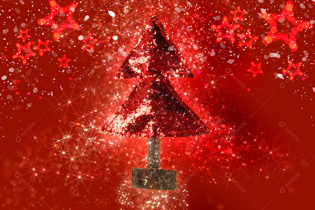 Decoração de Natal com árvore de Natal com fundo vermelho [download] -  Designi