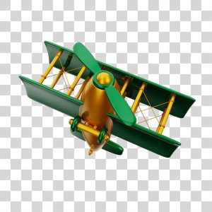 Avião Aeronave Dourada e Branco Brinquedo Infantil 3D PNG Transparente [ download] - Designi
