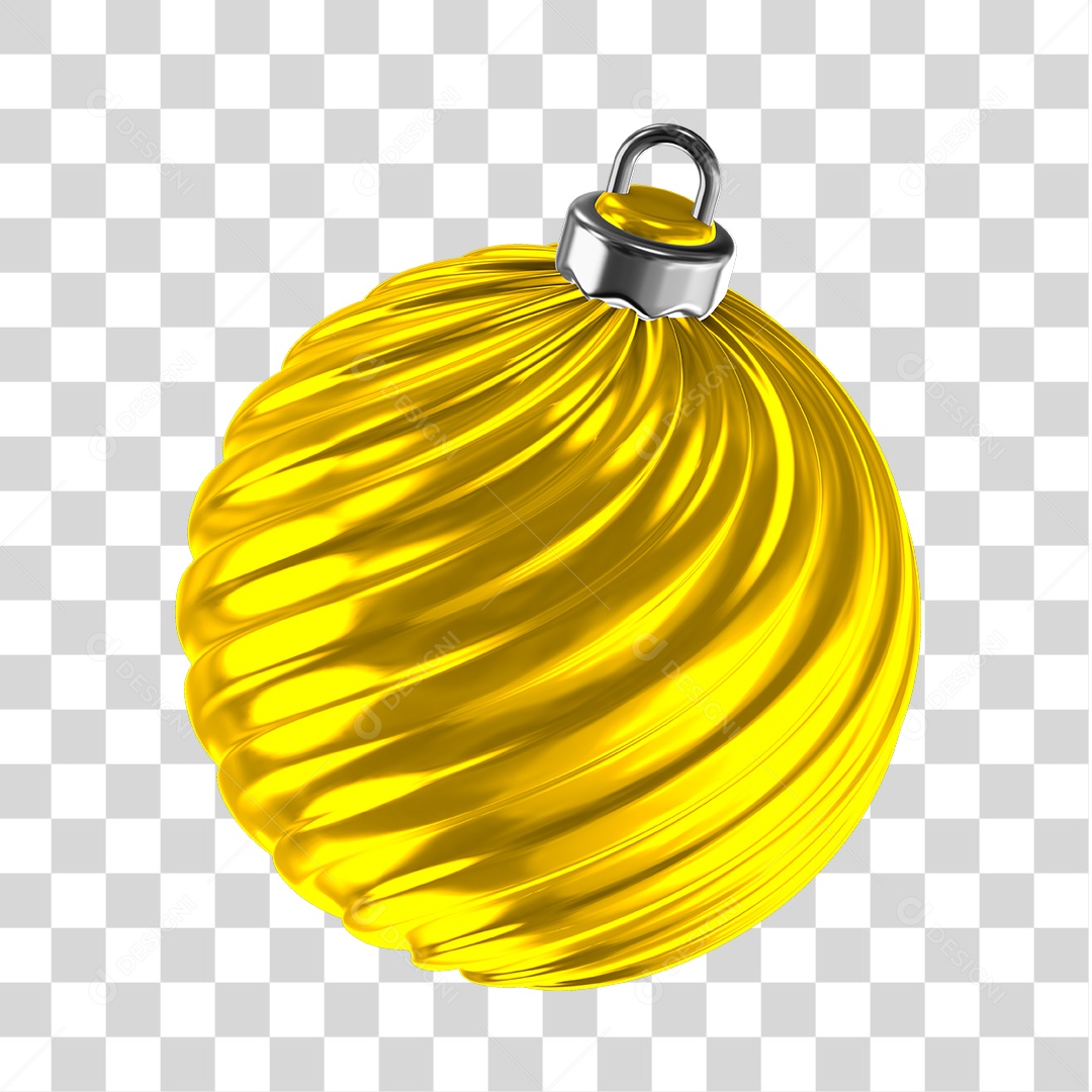 Elemento 3D Para Composição Bola De Natal Amarela E Preta PNG